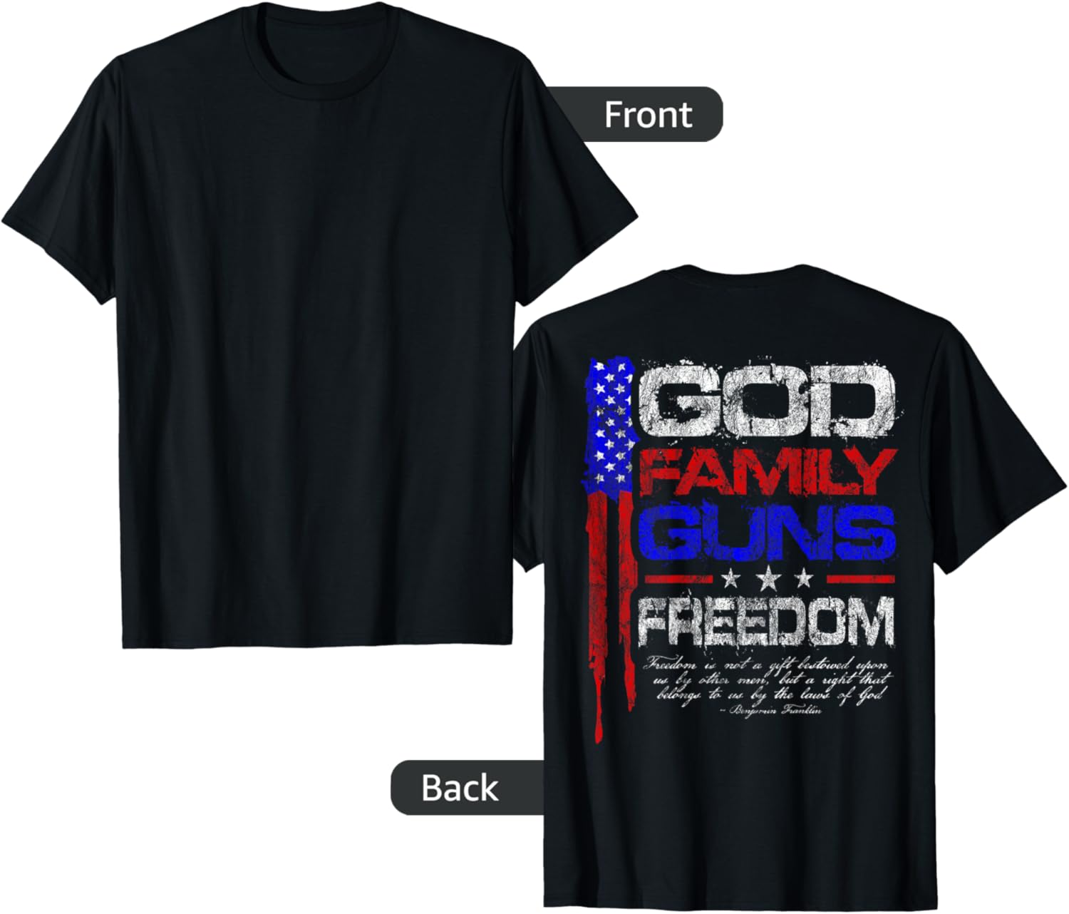 God Family Guns Freedom Conservative American Flag Shirt Women Men