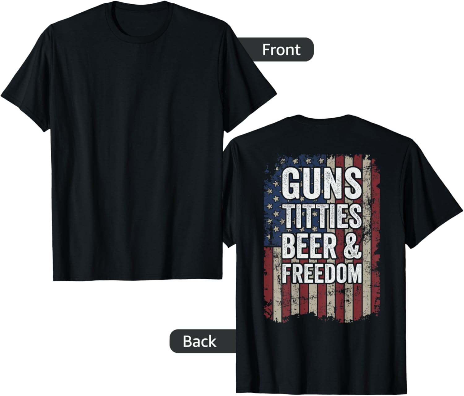 Guns Titties Beer Freedom Funny Usa Drinking On Back