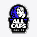 ALL CAPS COMICS LOGO Dark Blue | Anime Graphic T-Shirt for Men Women