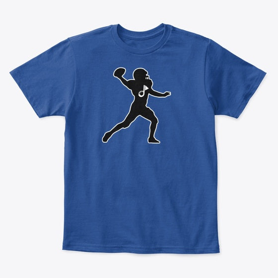 QB Football Youth T Black White Outline | Premium Unisex T-Shirt, Trending Graphic Tee