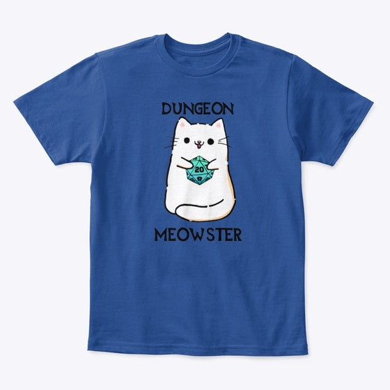 Dungeon Meowster Dice Cat - Blue | Premium Unisex T-Shirt, Trending Graphic Tee
