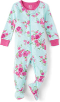 The Children's Place Baby Girls' and Toddler Snug Fit 100% Cotton Zip-Front One Piece Footed Pajama