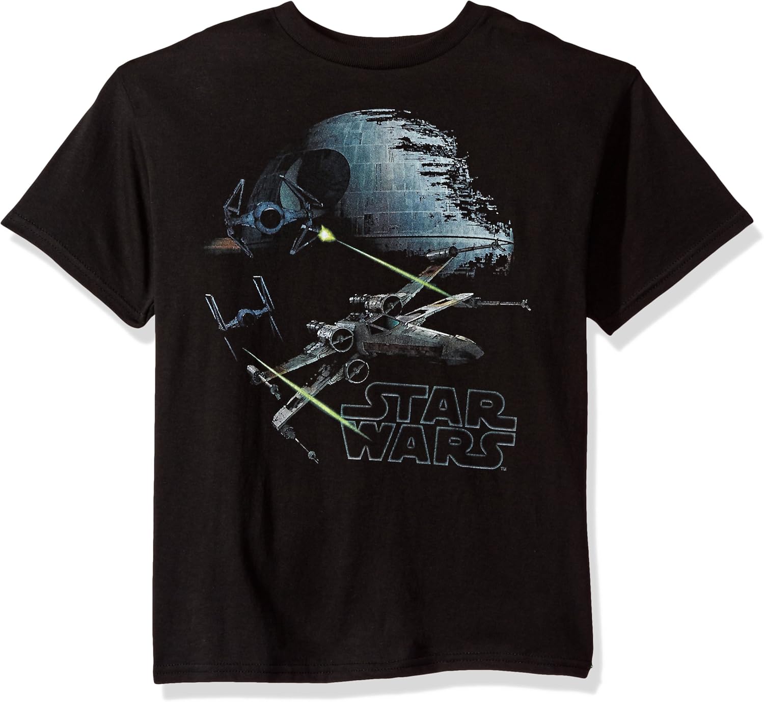 STAR WARS Boys' Big Epic Space Fighter Wing Death Star Graphic Tee