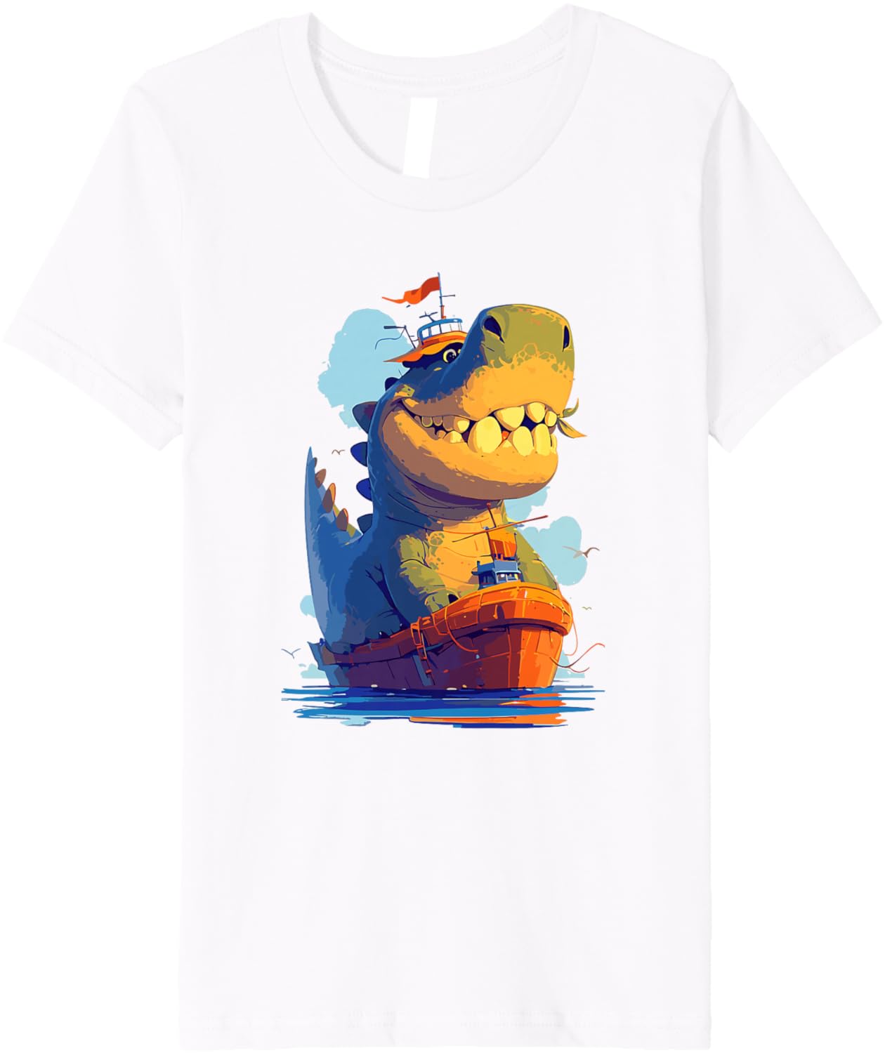 Kids Funny Dinosaur Rex Boat Lover Kids Boys