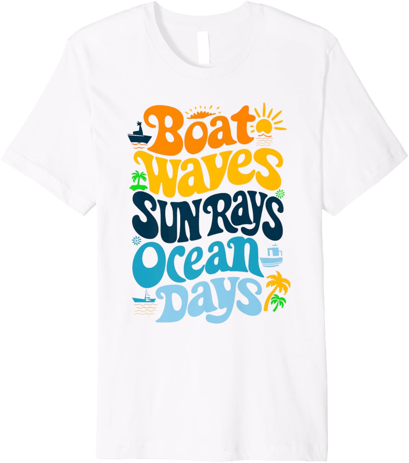 Cool Groovy Boat Waves Sun Rays Ocean Days