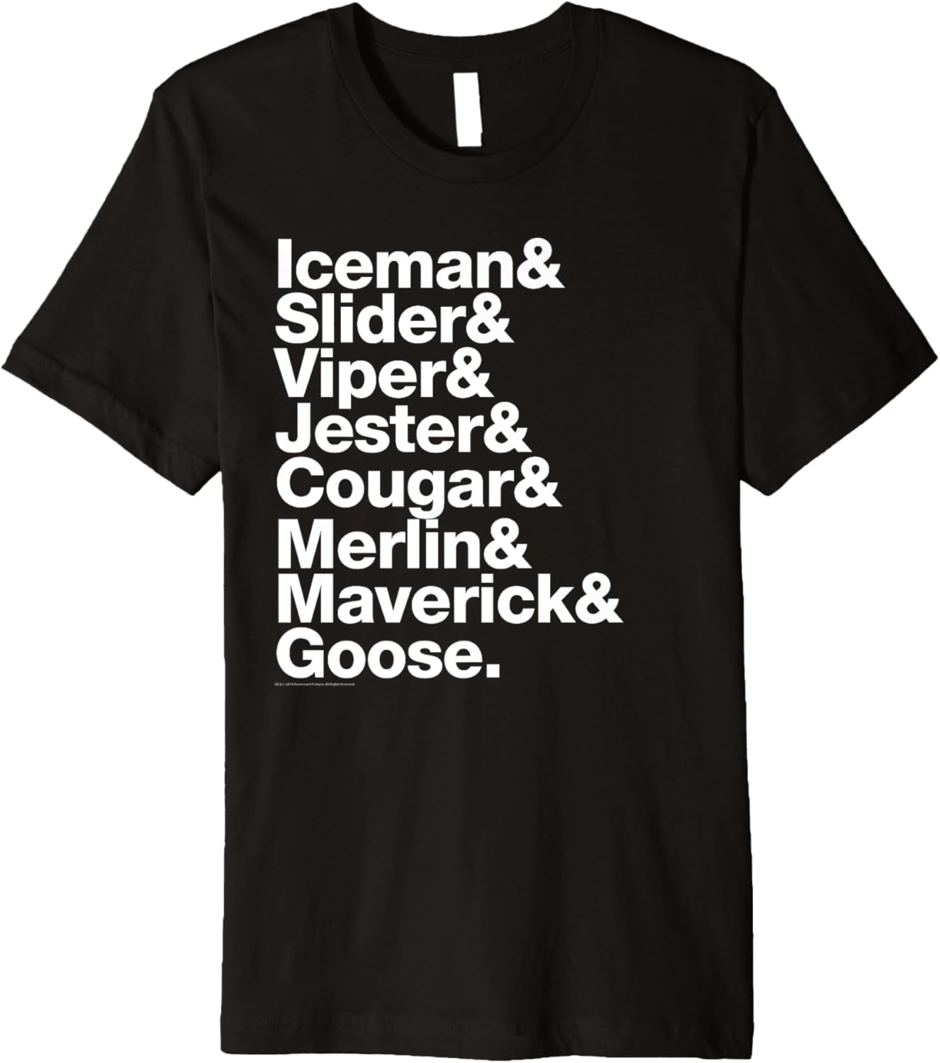 Top Gun List Of Pilot Names White Text Action Movie Premium