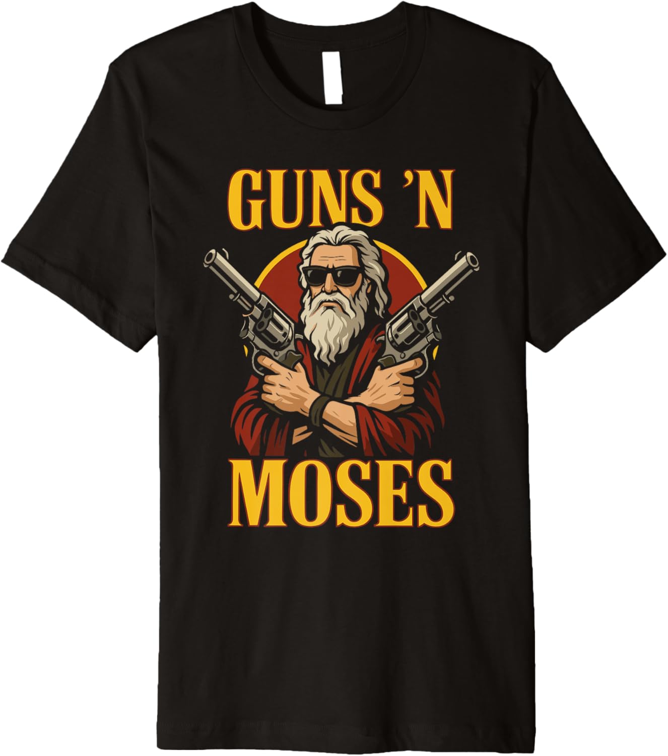 Guns N Moses Funny Jewish Christian Bible Rock Premium