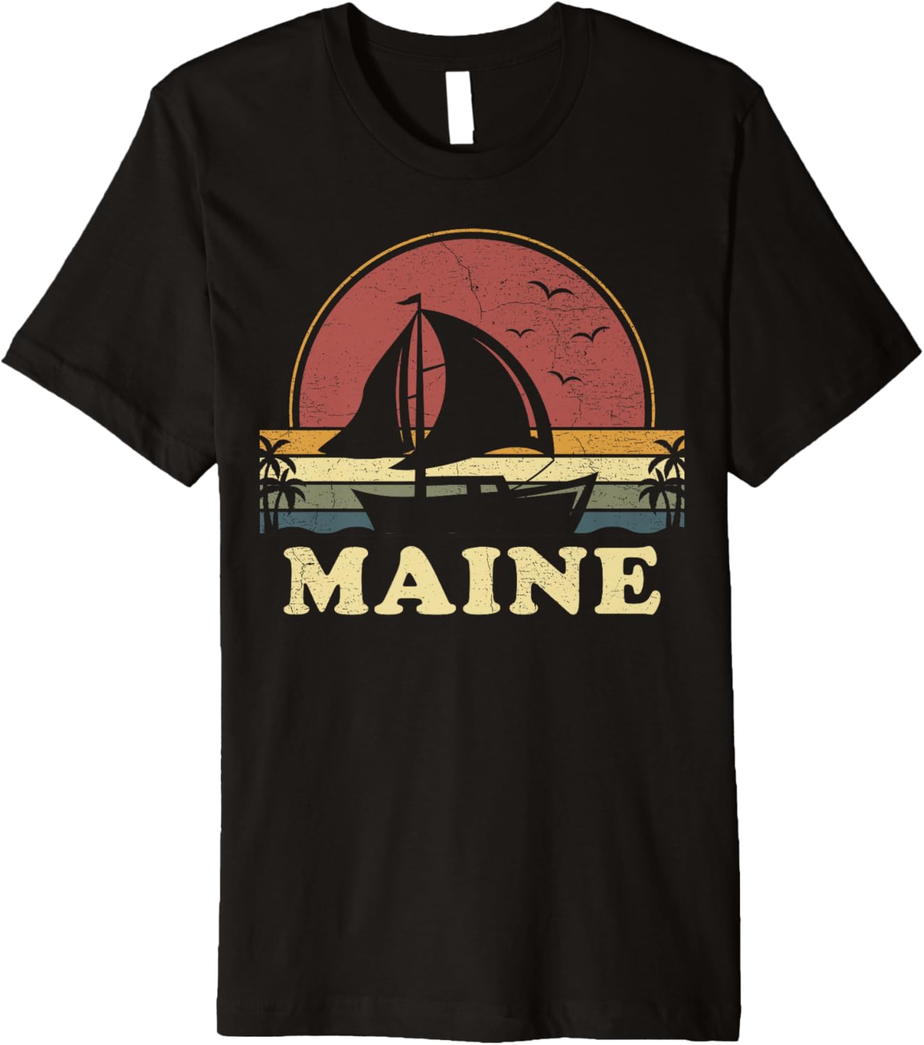 Vintage Maine Sailing Sailboat Summer Boating Sailor