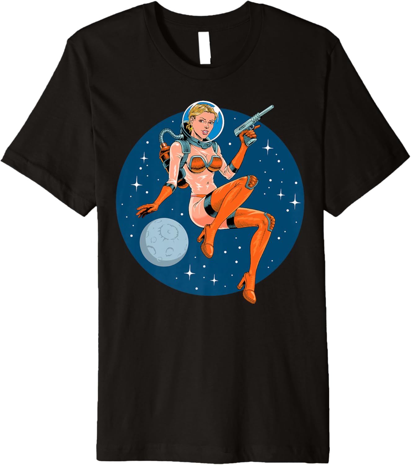 Sci Fi Retro Vintage Sexy Astronaut Space Chick Laser Gun Premium
