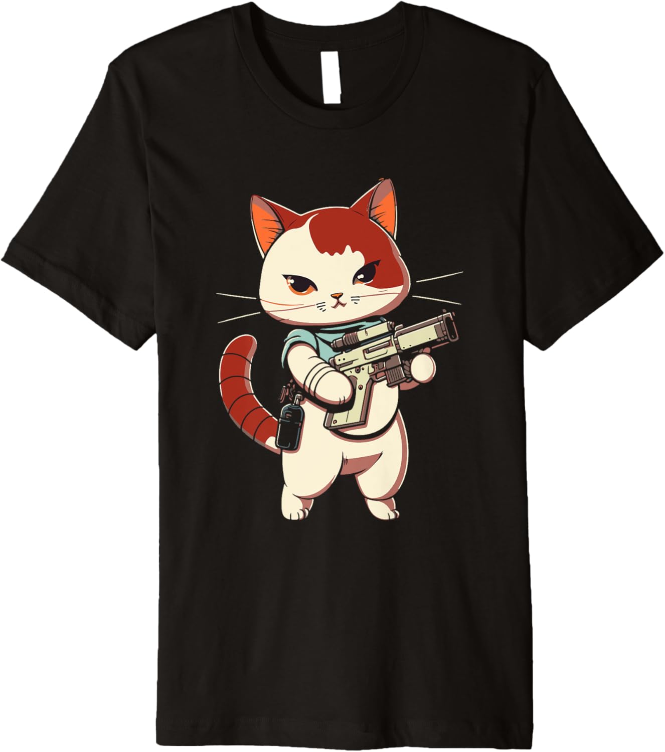 Cat Holding A Gun Funny Kitty Kitten Lover Cats Guns Premium