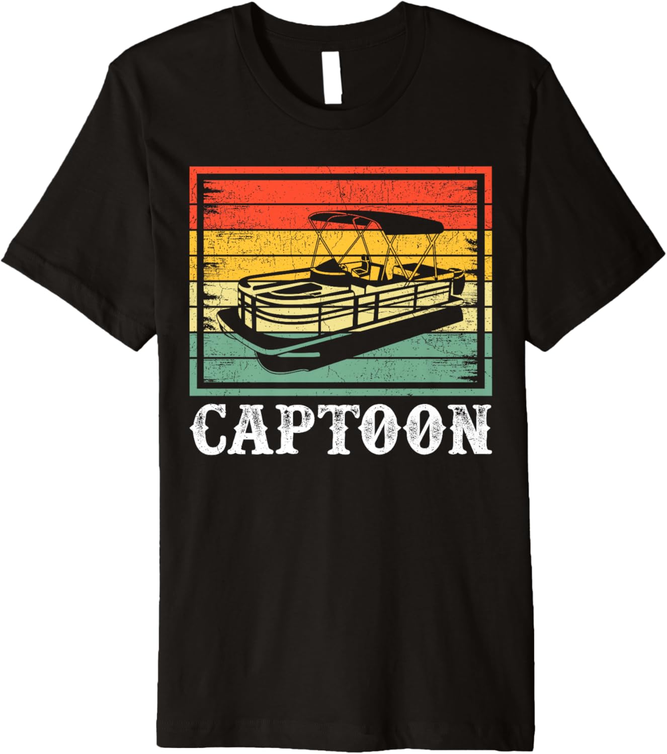 Vintage Captoon Pontoon Boat Boating Pontoon Captain
