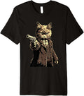 Funny Thug Cat Holding Gun Gangster Cat Lovers Gun Design Premium