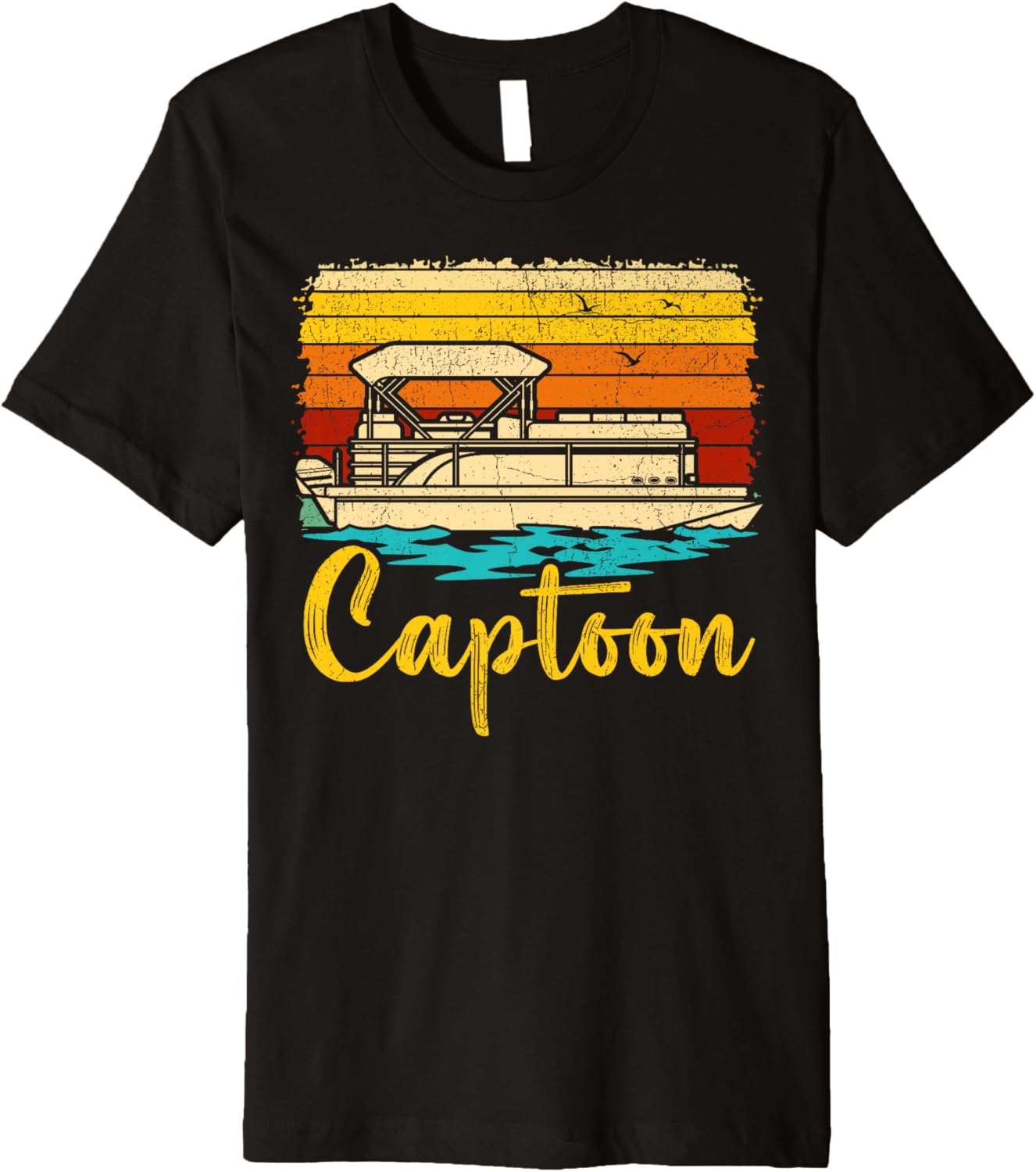 Captoon Pontoon Boat Boating Vintage Pontoon Captain