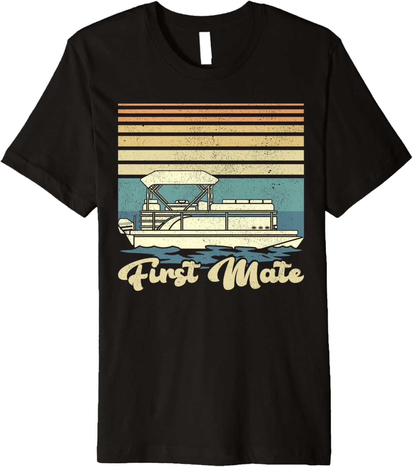 Vintage Pontoon Boat Boating Captain First Mate