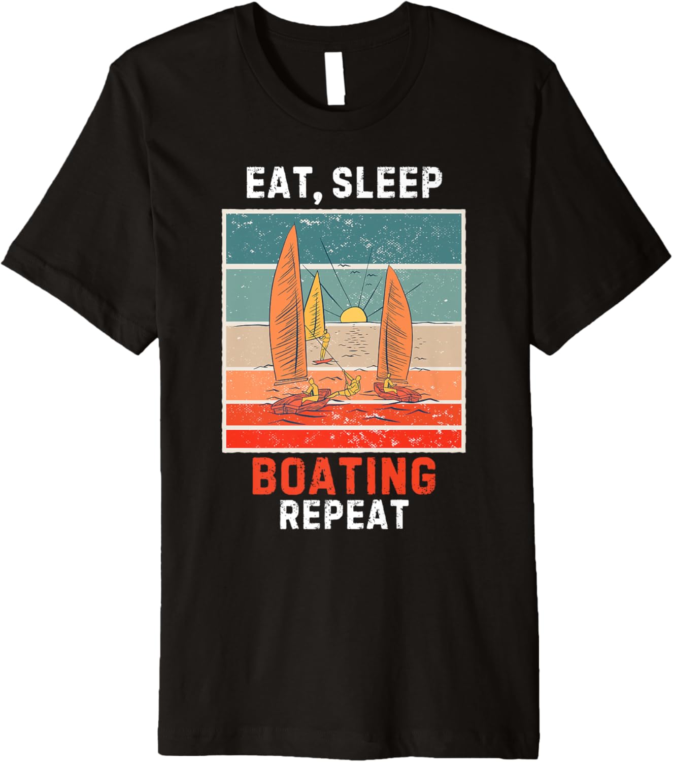 Retro Eat Sleep Boating Repeat Vintage Grunge Boating