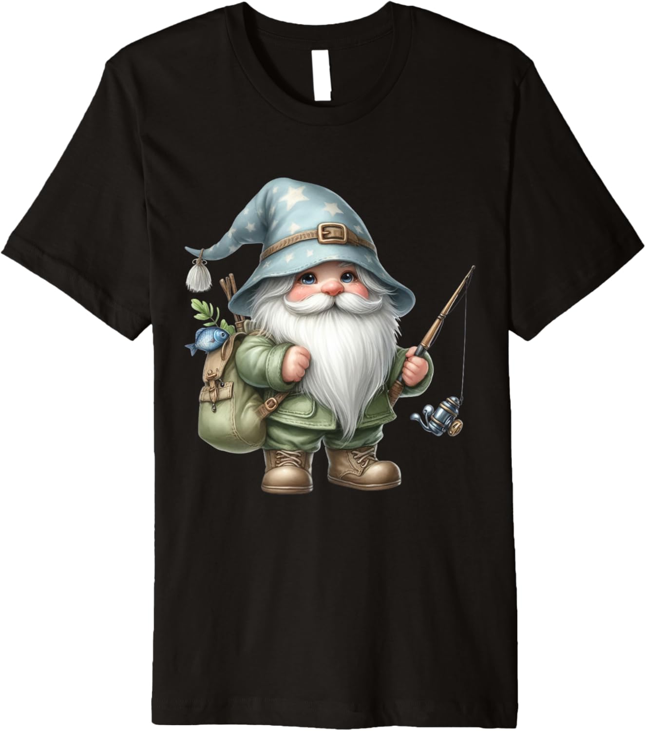 Gnome Fishing Green Boat Fishing Rod Fisherman