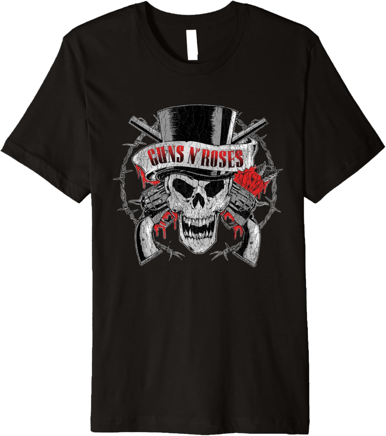 Guns N Roses Tophat Skull Roses T Shirt Premium