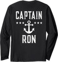 Print On Back Retro Captain Ron Personalized Boat
