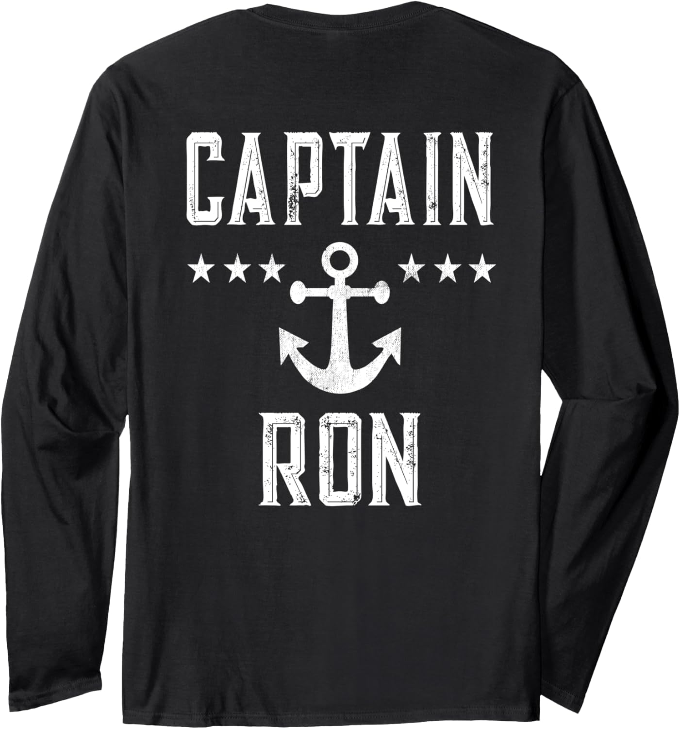 Print On Back Retro Captain Ron Personalized Boat