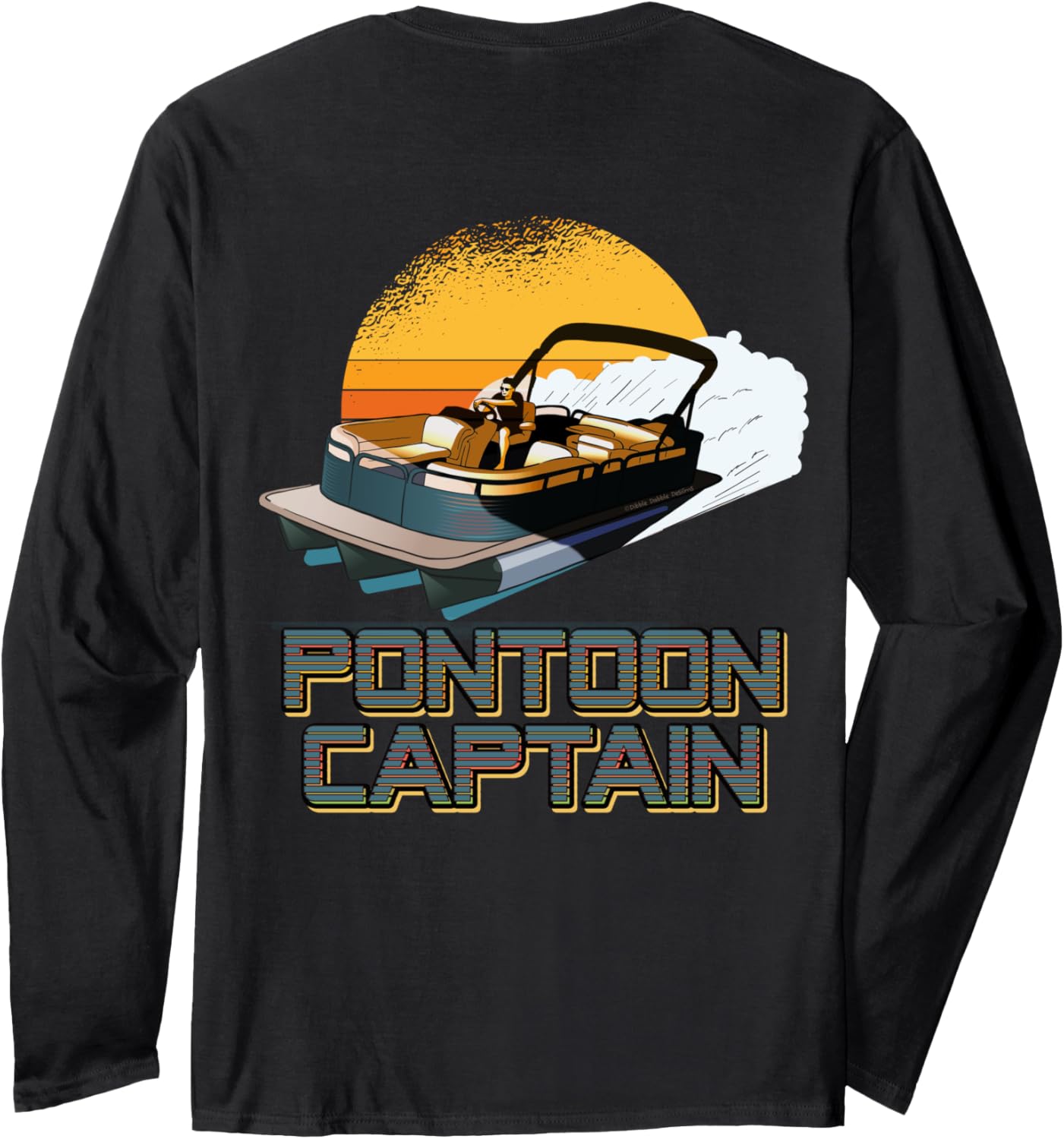 On Back Retro Sunset Pontoon Boating Pontoon Captain