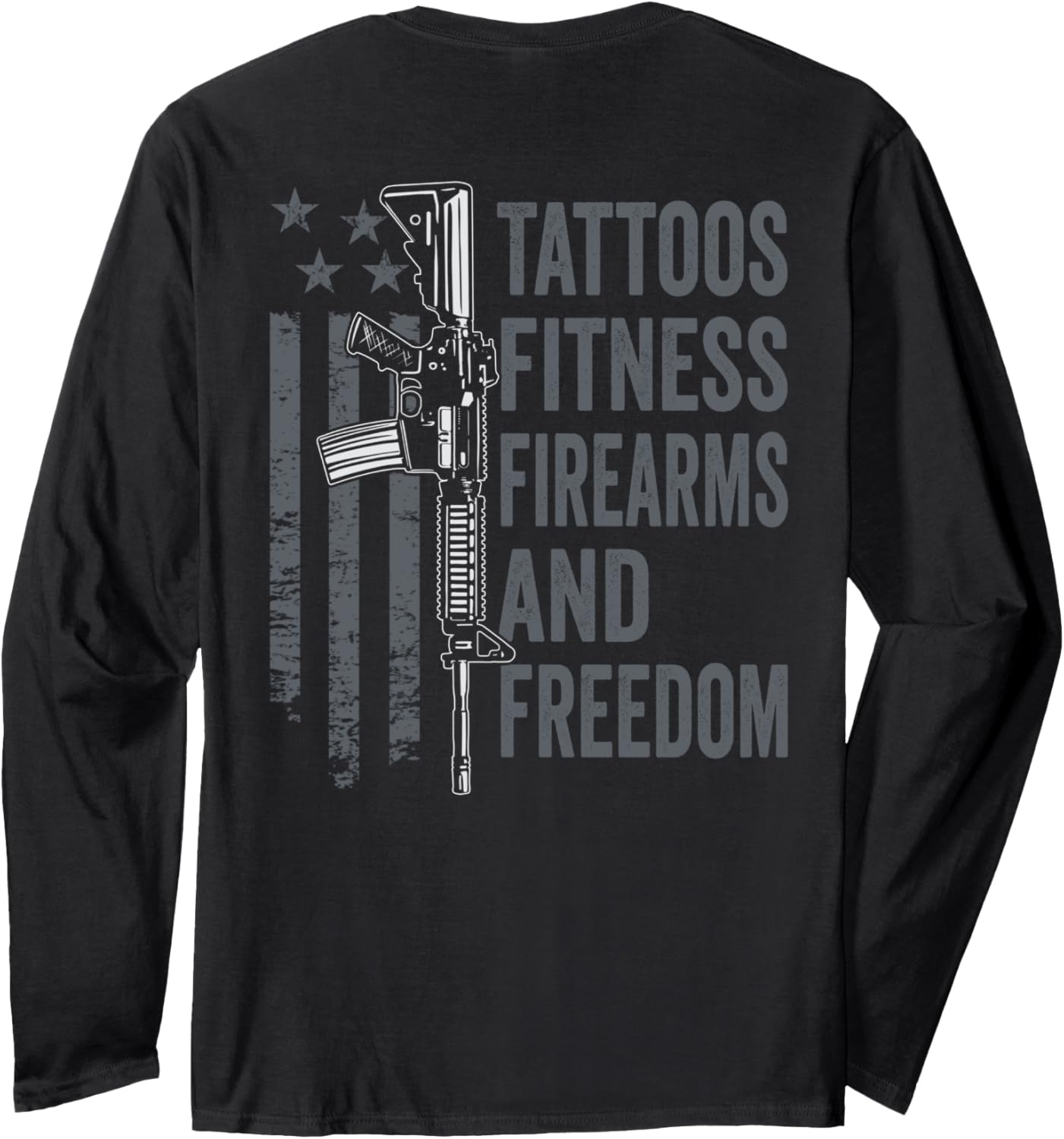 Tattoos Fitness Firearms Freedom Tats Gym Guns On Back Long Sleeve