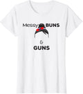 Womens Messy Buns Guns Cute 4Th Of July