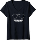 Womens Top Gun White Sunglasses Logo In White Action Movie V Neck