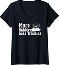 Womens More Bubbles Less Troubles Soap Making Soap Maker V-Neck