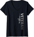 Womens Veteran Gun T Shirt Veteran Dad Grandpa Us Veteran V Neck
