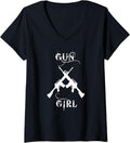 Womens Gun Girl Ar 15 Hunting Gun T Shirt V Neck