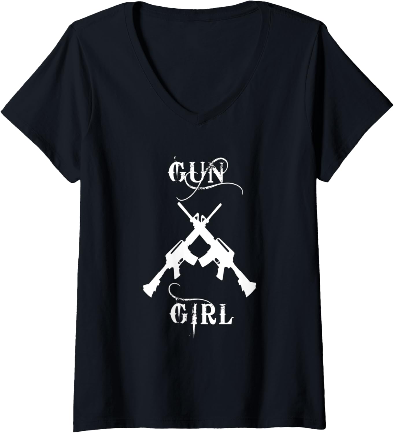 Womens Gun Girl Ar 15 Hunting Gun T Shirt V Neck
