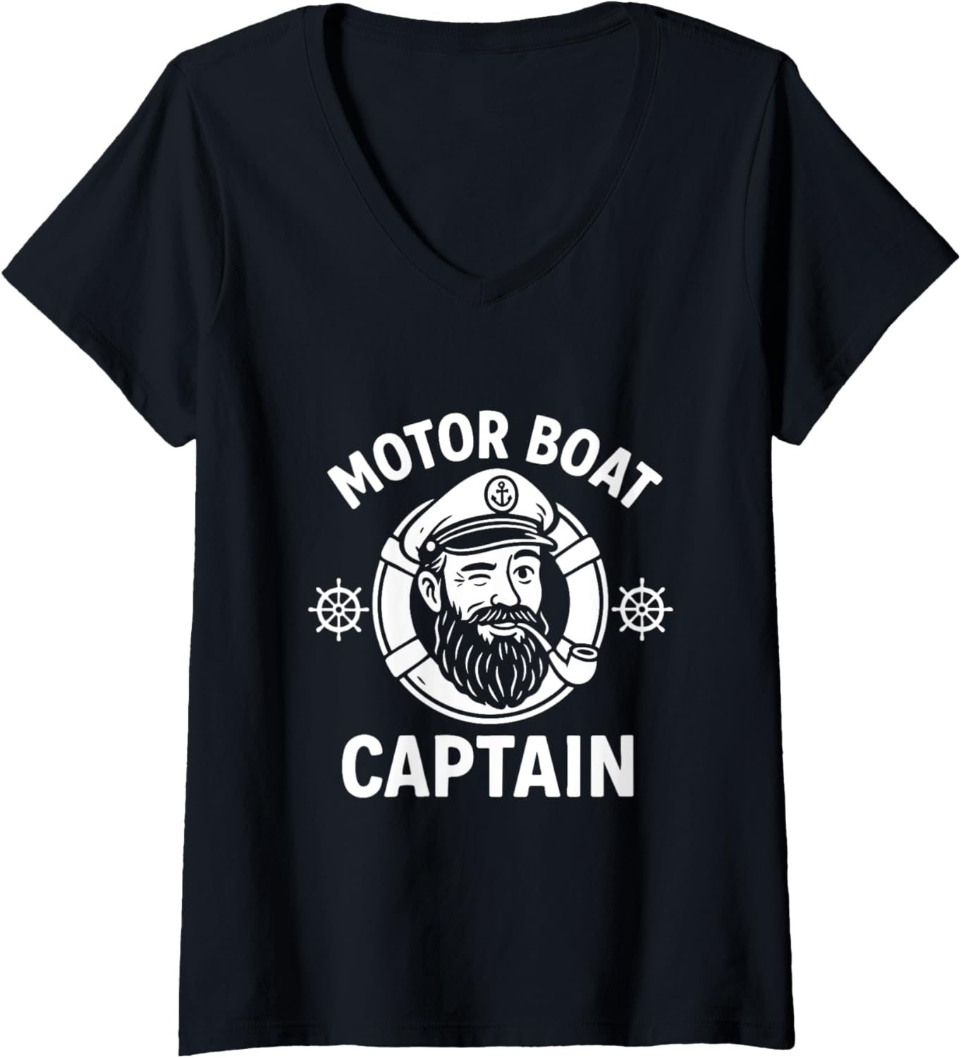 Womens Motor Boat Captain Funny V Neck