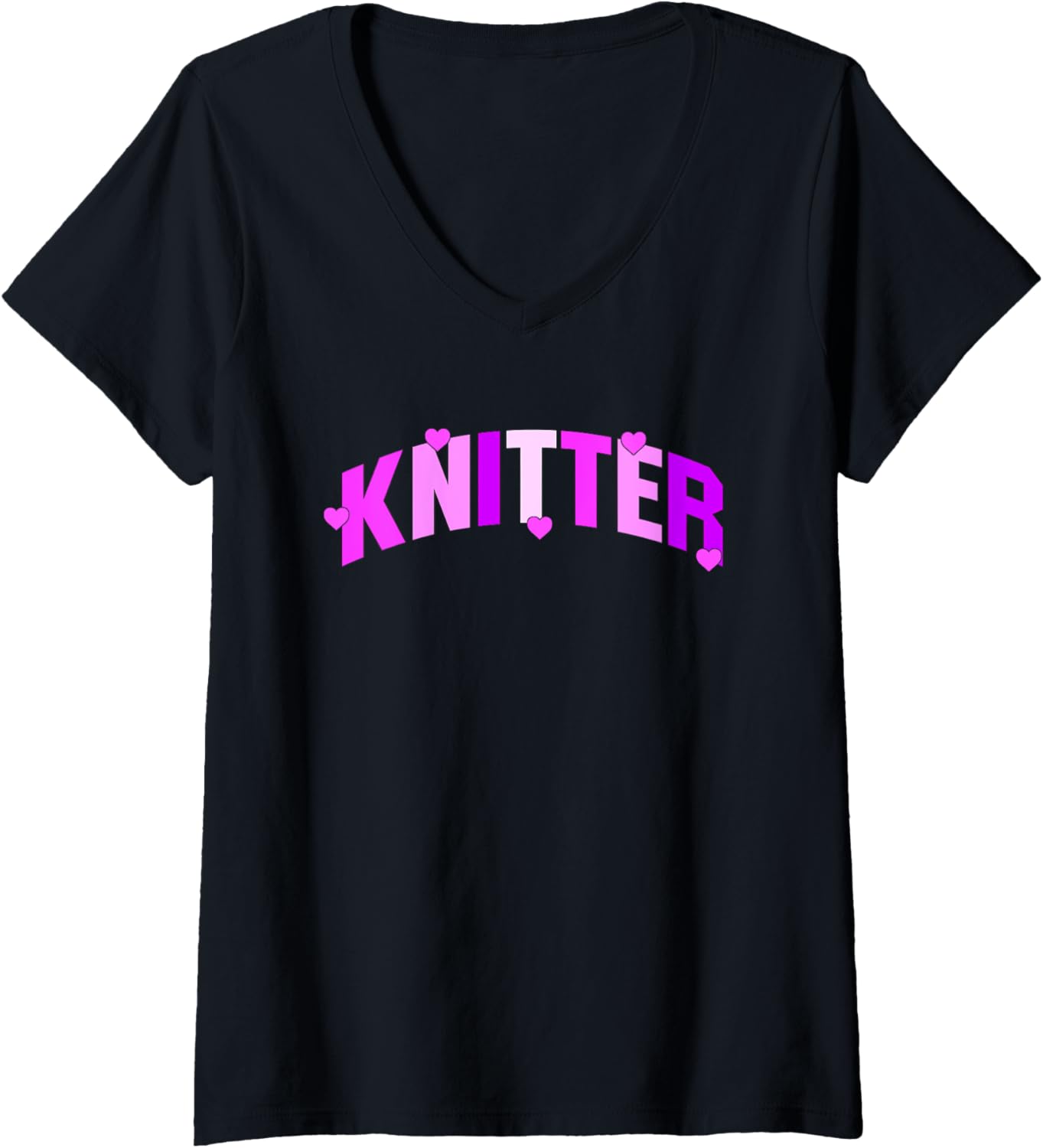Womens Knitter Love Passion Yarn Crafting Hearts V-Neck