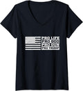 Womens Pro Life Pro God Pro Gun Pro Trump V Neck