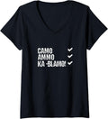 Womens Camo Ammo Ka Blamo Funny Hunters Gun Shirt V Neck
