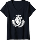Womens Anatomical Heart Ocean Sunset Nautical Sailboat Surreal