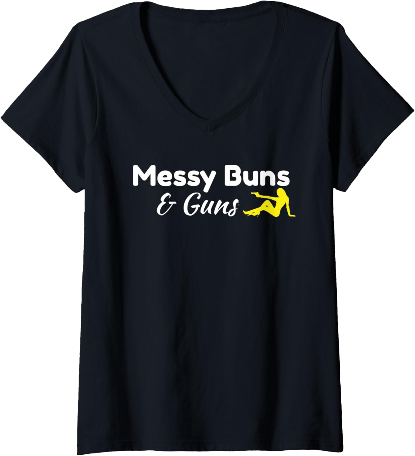 Womens Messy Buns And Guns V Neck