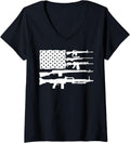 Womens Just Tip Us American Flag Bullet Gun Shirt Men Women V