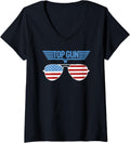 Womens Top Gun White Aviator Sunglasses With Logo Action Movie V Neck