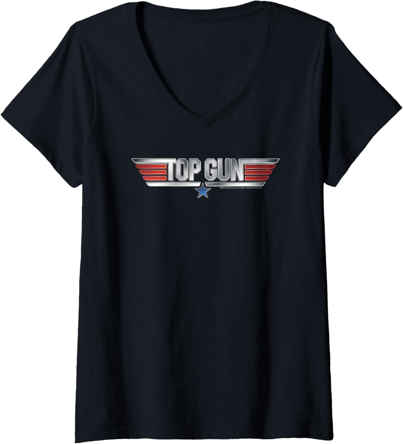 Womens Top Gun 3D Bold Logo V Neck