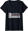 Womens Beautiful Badass Military 2Nd Amendment Gun Lover V Neck