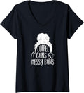 Womens Coffee Guns Messy Buns Gun Loving Women V Neck