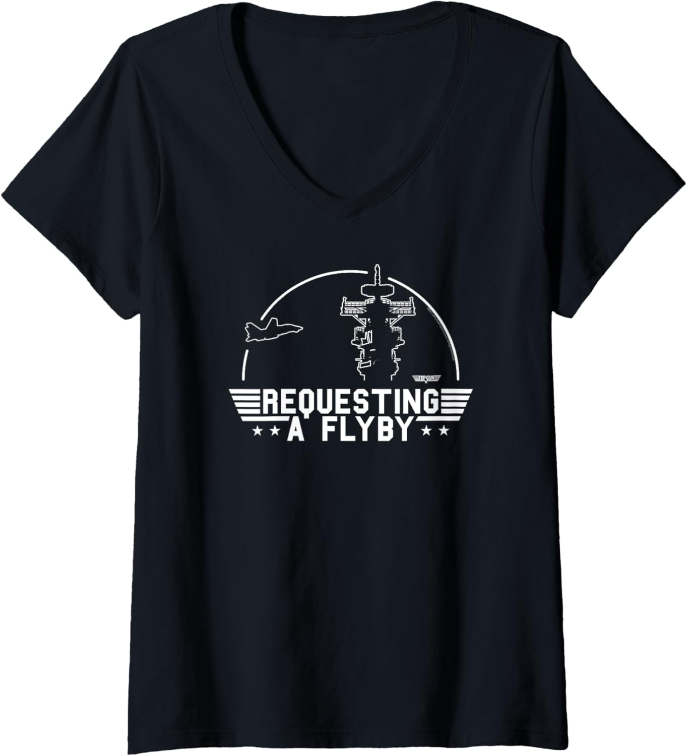 Womens Top Gun Requesting A Flyby Outline Action Movie V Neck