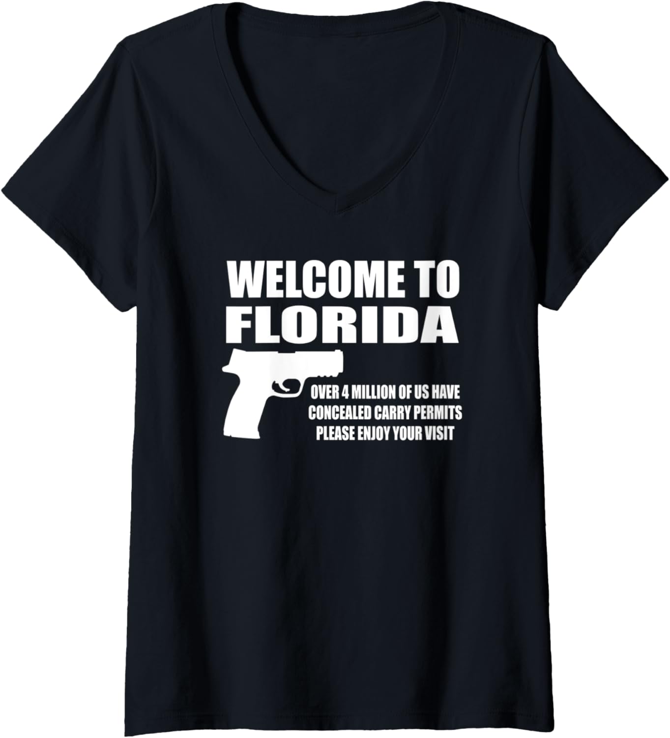Womens Welcome To Florida Pro Gun V Neck
