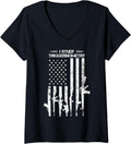 Womens I Study Triggernometry Funny Gun Pro Guns American Flag V Neck