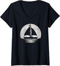 Womens Vintage Sailboat Moon Sailing Boat Captain Boating