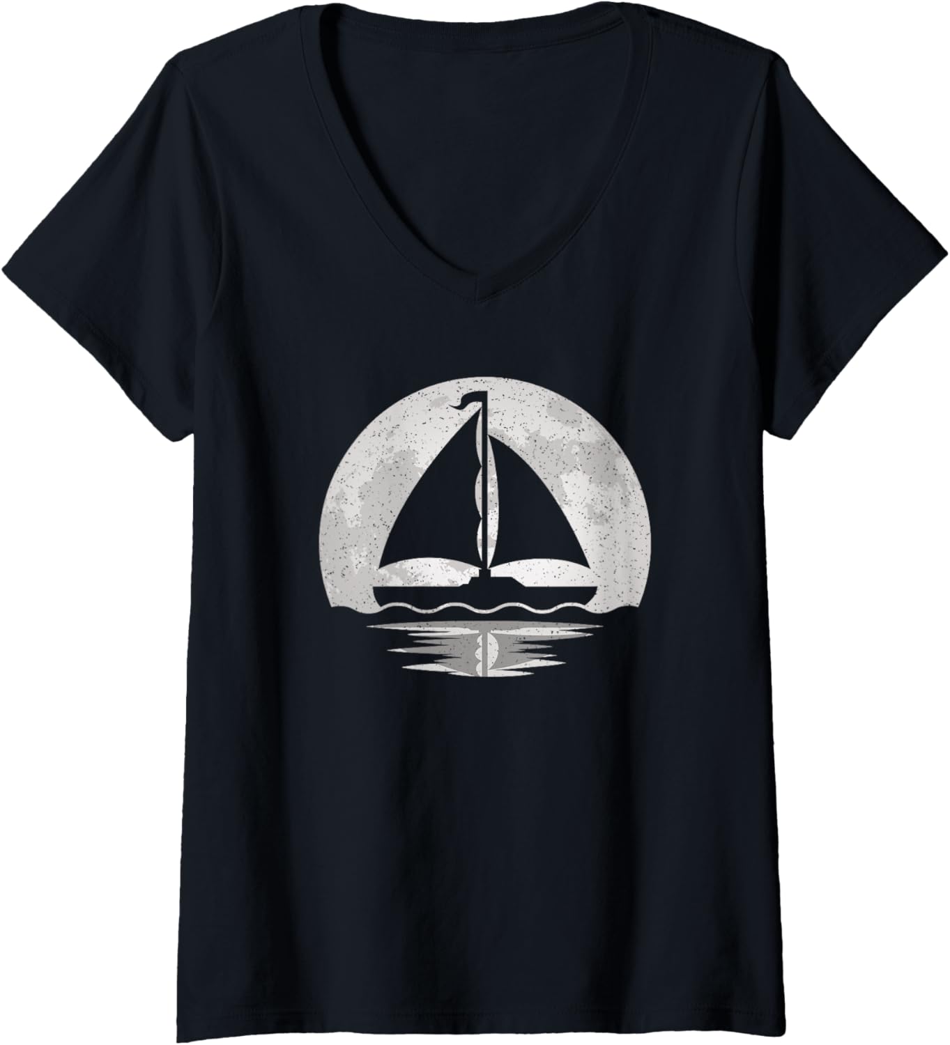 Womens Vintage Sailboat Moon Sailing Boat Captain Boating