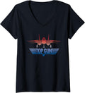 Womens Top Gun Jet Logo V Neck