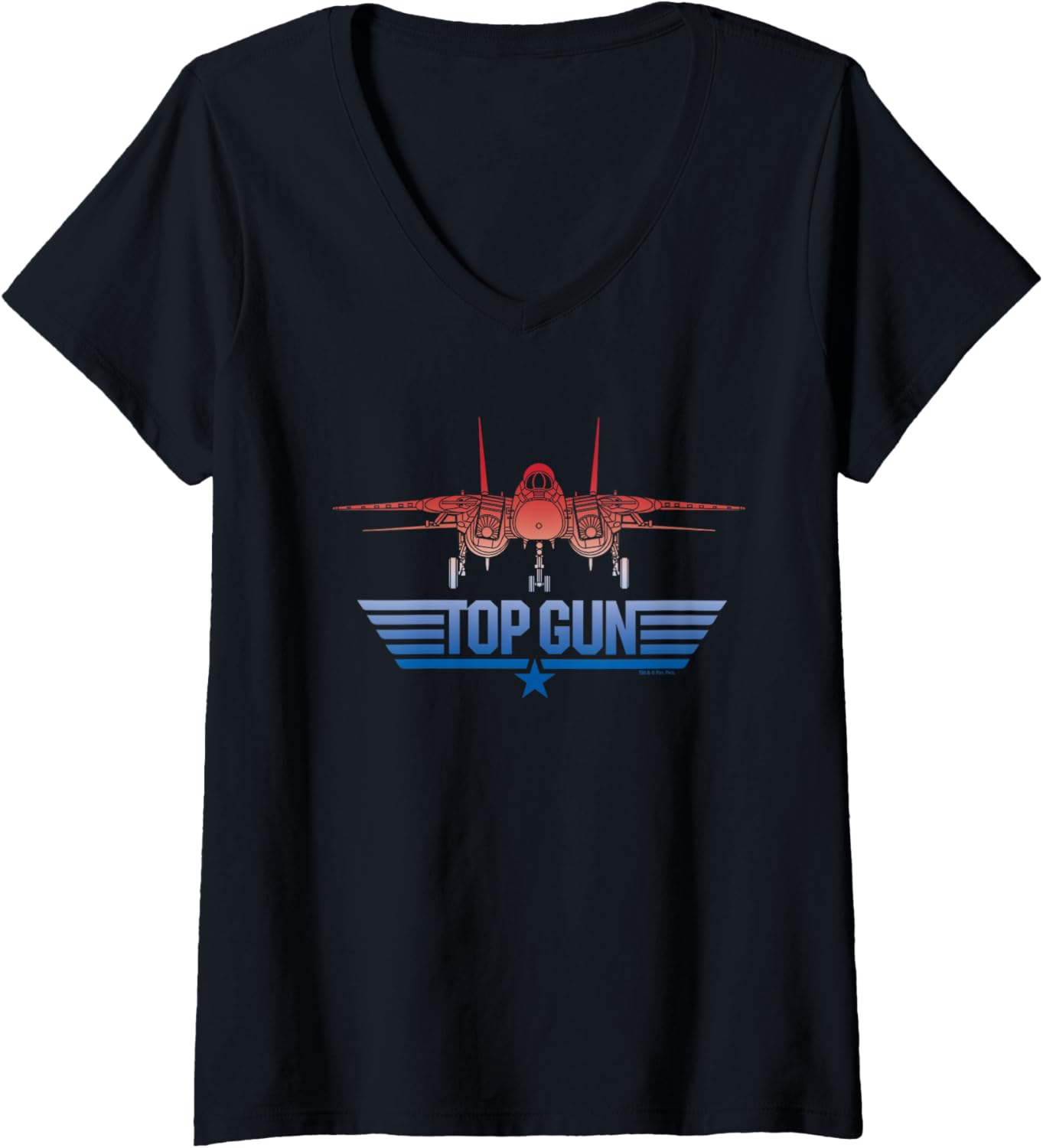 Womens Top Gun Jet Logo V Neck