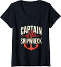 Womens Captain Of Shipwreck Nautical Funny Boating Humor